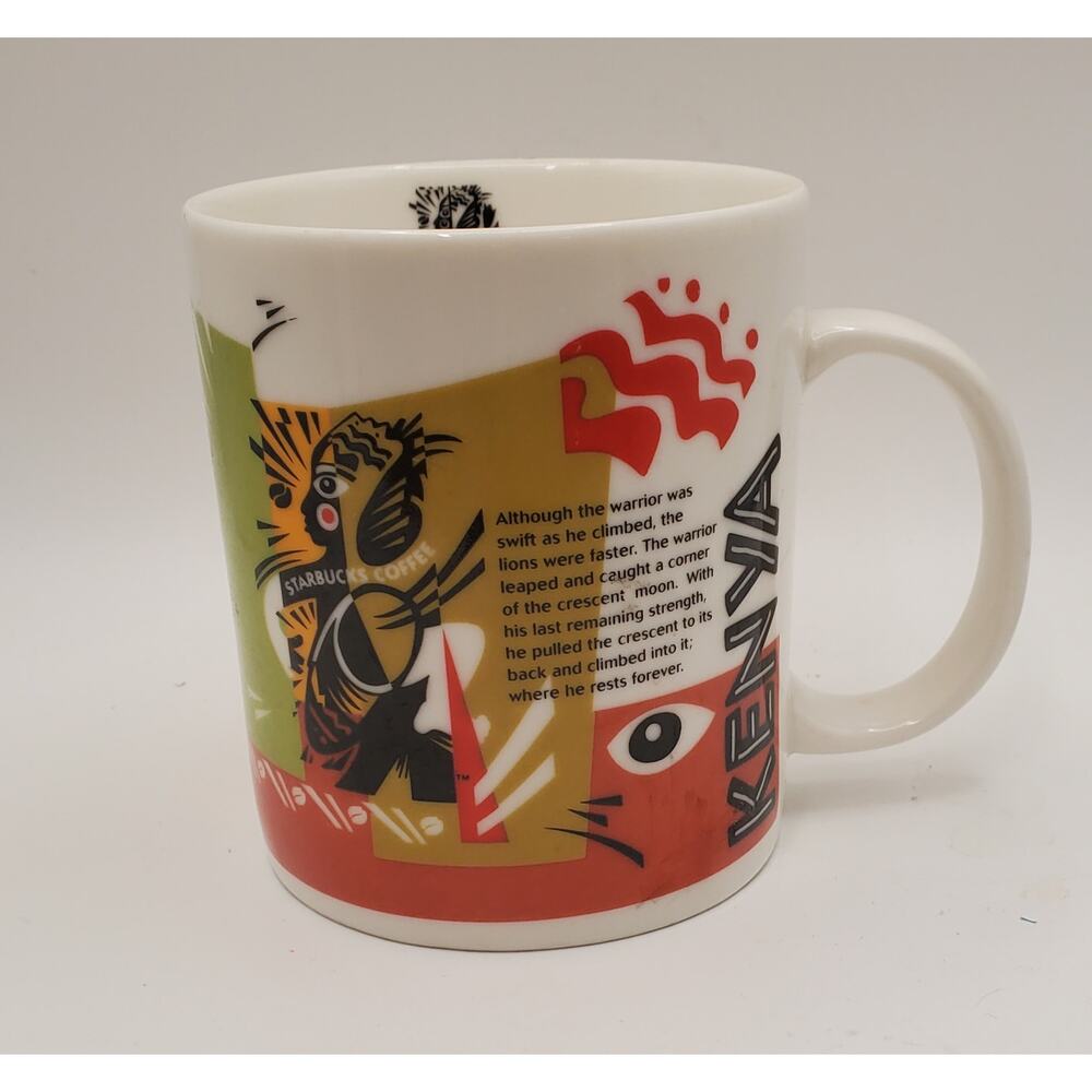 RARE Vintage 1998 Starbucks Kenya Warrior Lion Moon Origin Blend Series Mug 14oz